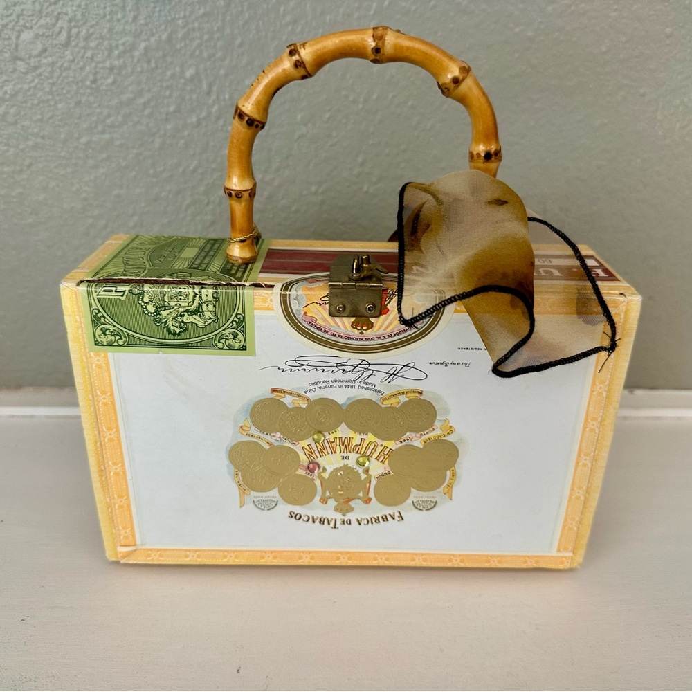 Handmade Cigar Box Purse – Bamboo Handle, H. Upmann, Lined Interior